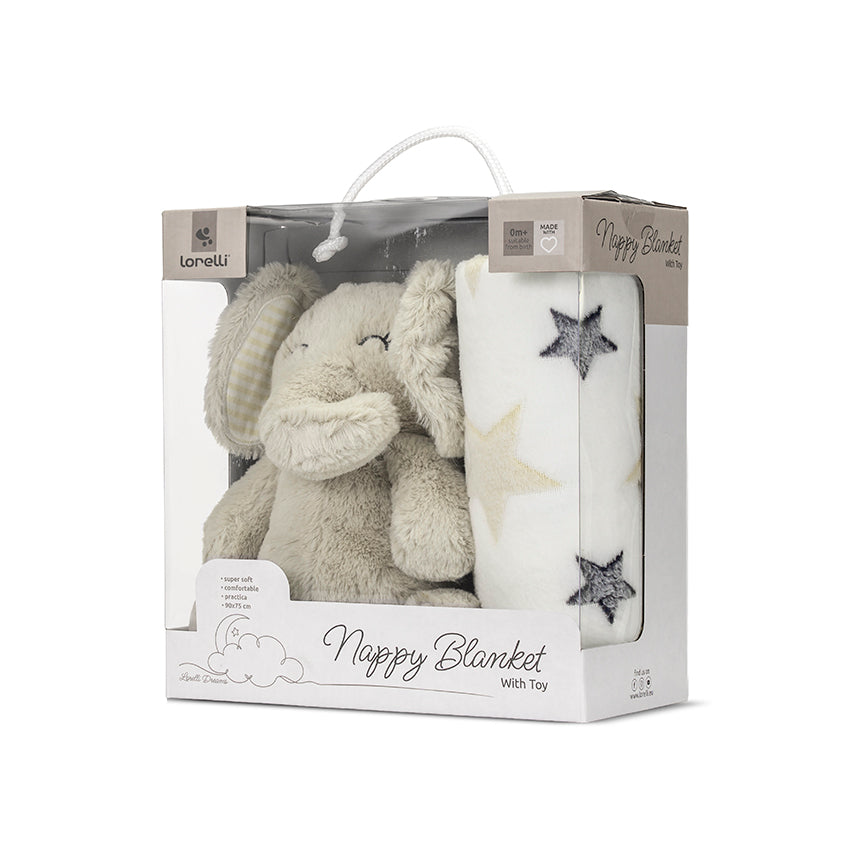 Păturică Moale cu Elefant Lorelli Nappy, Blue, 90x75 cm - Beige (2) [ps:9cca713b-ae81-4a09-858e-1d4718541135]