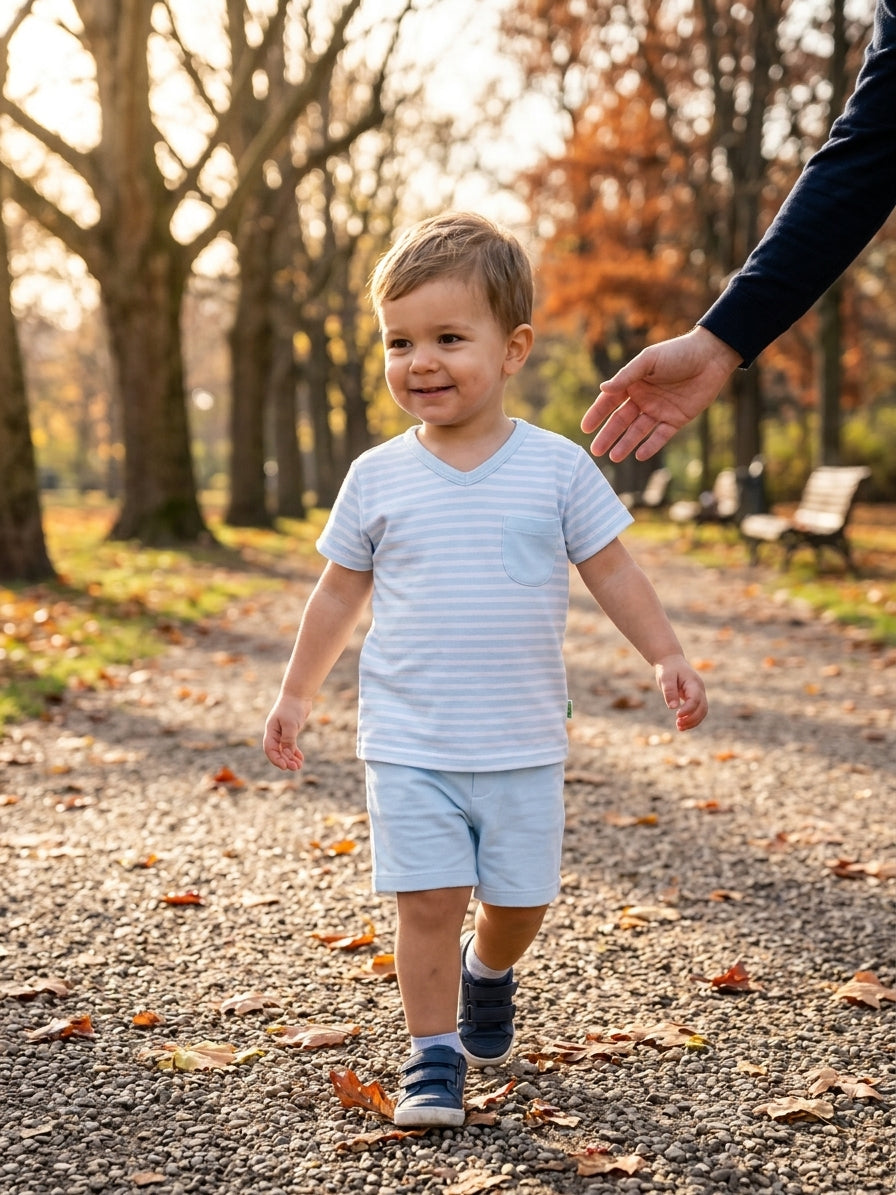 Set tricou și pantaloni scurți, dungi subțiri Bleu 2 ANI - Verde (2) [ps:193baccc-2cb2-4902-8a94-be191411fa37]
