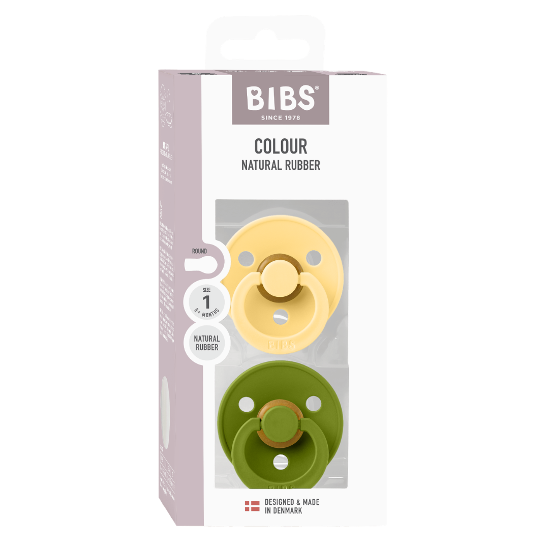 Set 2 Suzete BIBS Colour Latex, Tetină Rotundă, 0 luni - Pale Butter/Wasabi (2) [ps:37c735fc-4699-4d3c-a4b5-b2e4d094b110]