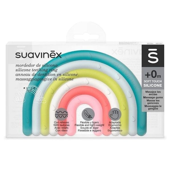 Inel de dentiție din silicon Curcubeu, albastru, Suavinex - Albastru [ps:5efe35c9-4d40-4c8f-9e5c-916bb0f2f3f5]