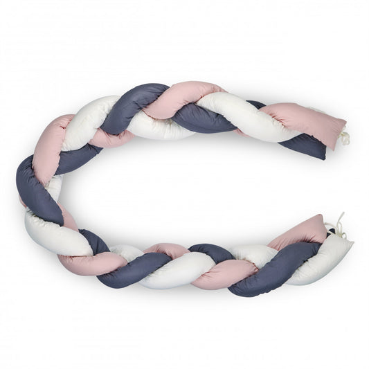 Protectie laterala bumper impletit BabyJem (Culoare: Roz) - Bleu