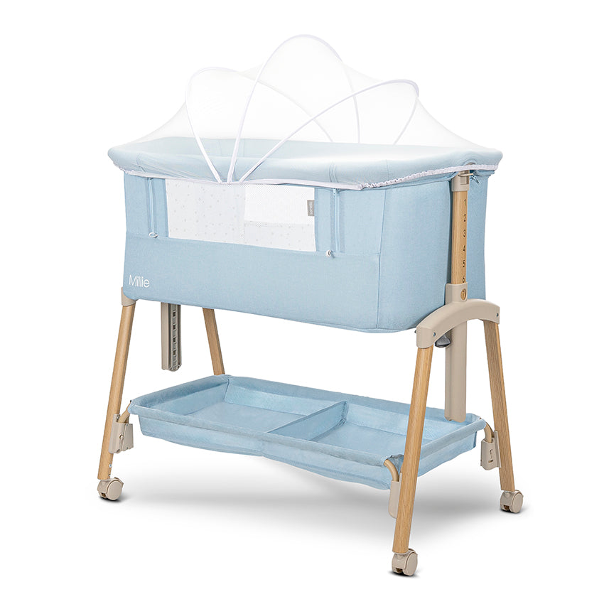 Patut pliabil, co-sleeper, Millie, 0 Luni+, max. 9 kg, inaltime reglabila 7 pozitii, sistem antireflux, plasa de tantari, saltea inclusa [ps:5084c82c-4e90-4ae6-90b1-8a58393dca11]