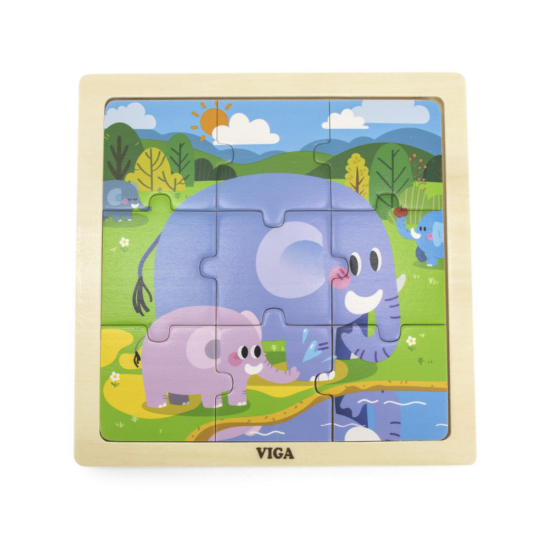 Puzzle din 9 piese mari Mama si puiul Elefant, Viga [ps:e6467d09-3e1b-44d7-aac1-32d291cd14a6]
