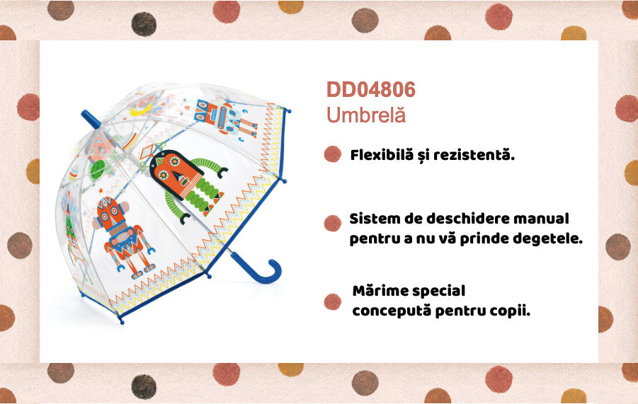 Umbrela pentru copii Roboti, Djeco [ps:25f8096b-0ad6-4719-ad8d-defc7e8c6fa2]