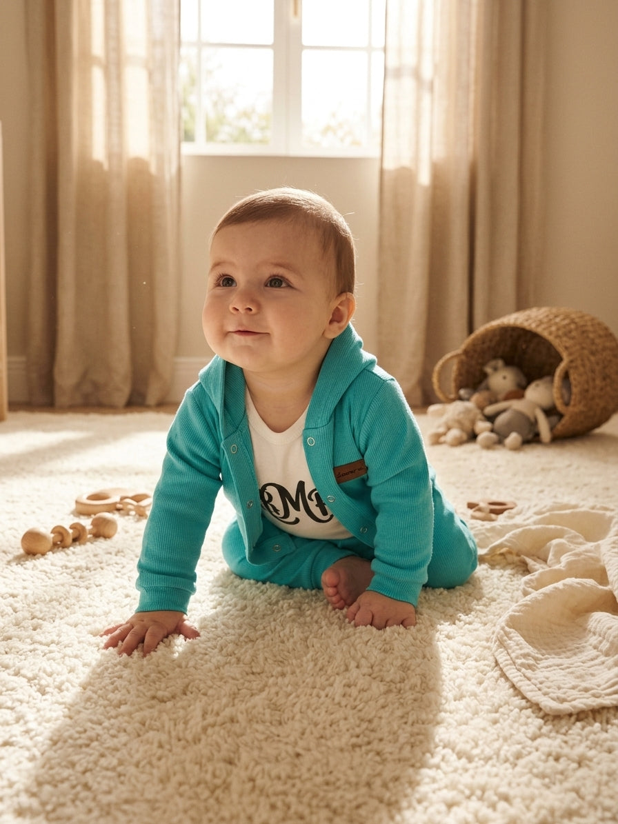 Compleu Bebe Lamra Turcoaz 9-12 Luni - Brand INFANT - Roz Pudrat (2) [ps:6cea4ee4-ffbf-4794-87de-6bf59c9be4b6]