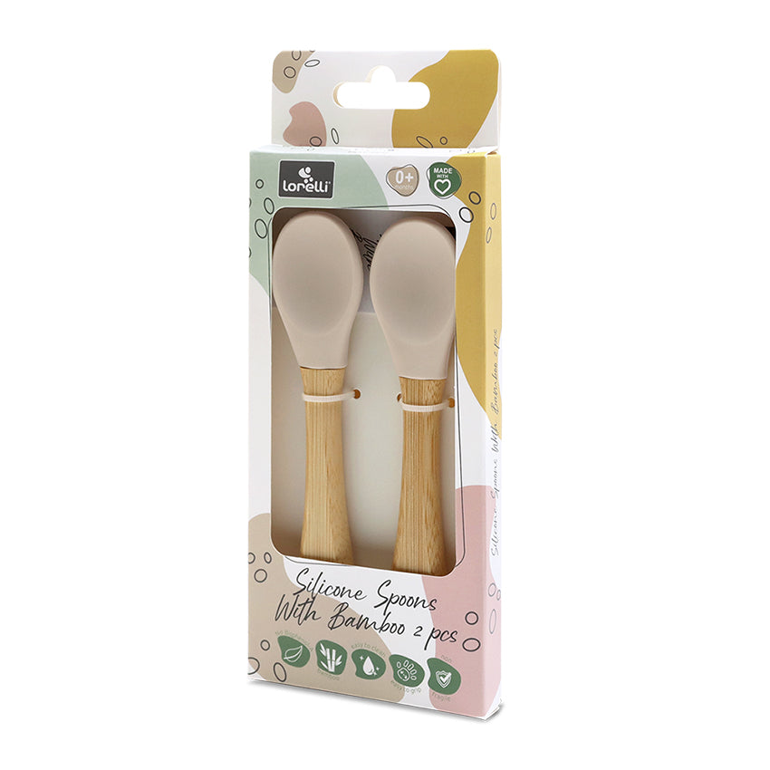 Set 2 Lingurițe Silicon și Bambus Lorelli, 6 luni+, Fresh - Beige (2) [ps:ef0097e3-0686-4196-ae8c-6c7e6c6b3026]