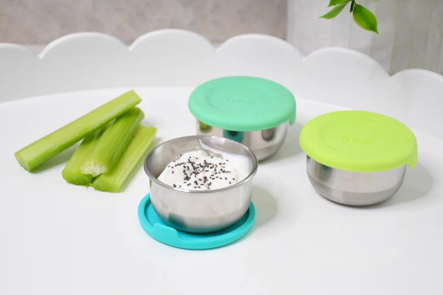 SET 3 RECIPIENTE MINI INOX CU CAPAC SILICON, MELII, BLEU - Imagine 2