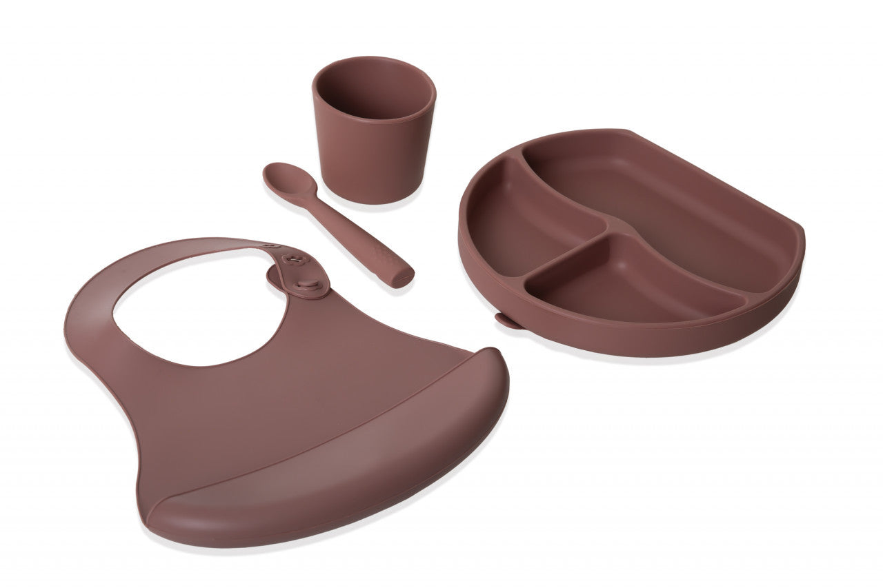 Set diversificare 4 piese din silicon BabyJem: bavetica, - Maro [ps:58f2fff2-d34b-4072-858f-2835b539d19e]