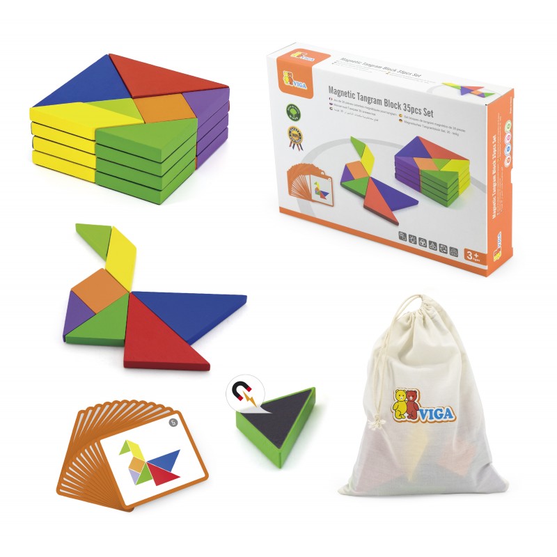 Joc Tangram magnetic cu 35 piese, Viga [ps:d3a93c6f-317b-412b-9881-d0fb1f8b1180]