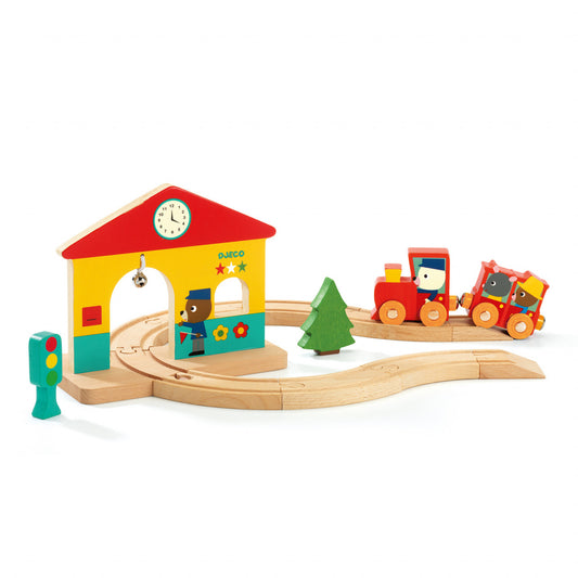 Trenulet cu sine si gara, Djeco - Imagine 4 [ps:56d785a0-064f-4ecf-b7db-f8af3a29294f]