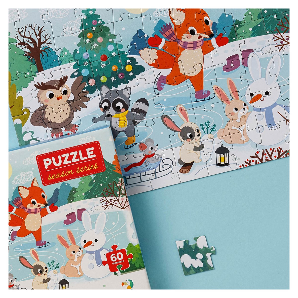 Puzzle 60 piese Iarna în Pădure - Dodo Toys - Default Title (2) [ps:a7484880-259a-4990-a260-72db4cc0e7e3]