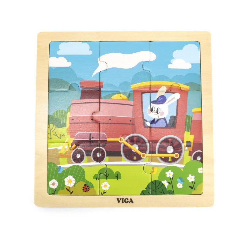 Puzzle din 9 piese mari - Tren, Viga [ps:73aa6686-746c-4b51-b07e-22eb6cfb11e7]