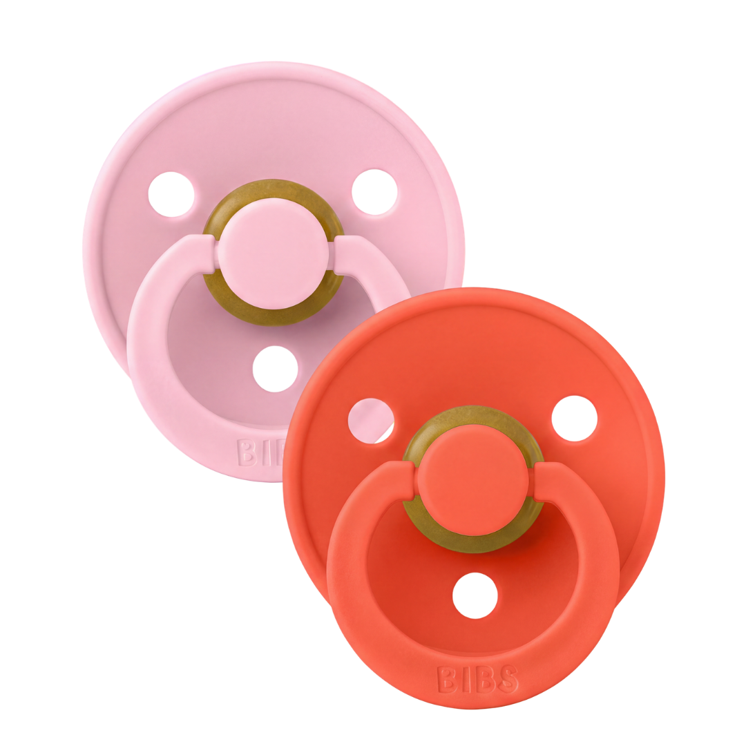 Set 2 Suzete BIBS Colour Latex, Tetina Simetrică, 0 luni - Baby Pink/Tango (2) [ps:0e5da599-4eb4-4a0d-810c-e48e21e74986]