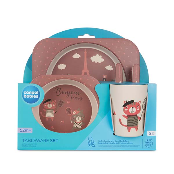 Canpol babies Set veselă 5 elemente BONJOUR PARIS bej - Albastru [ps:56e1cd95-732e-402c-8c89-5a3d626436a8]