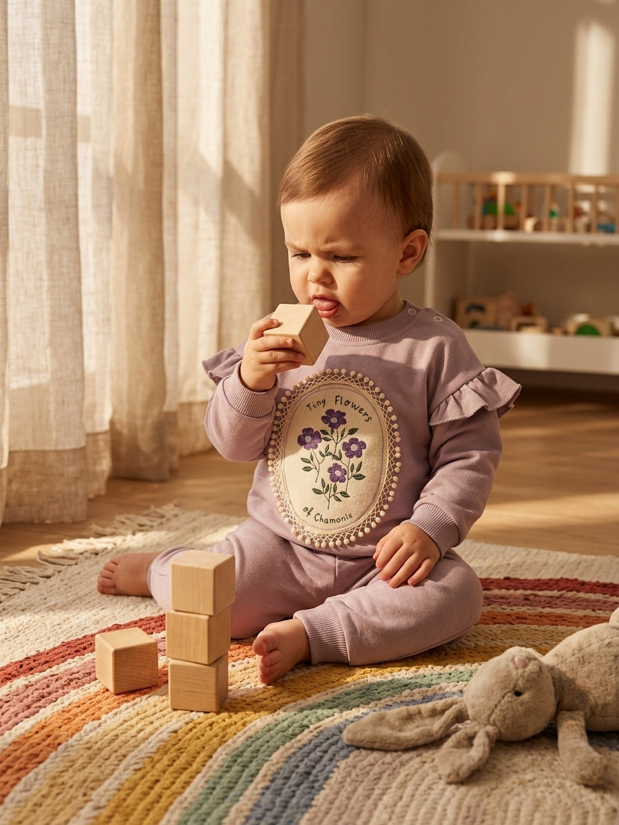 Set bluză și pantaloni cu flori brodate și volane 6-9 Luni [ps:b93f5381-ff37-49a5-9084-bc5c7c91f5fc]