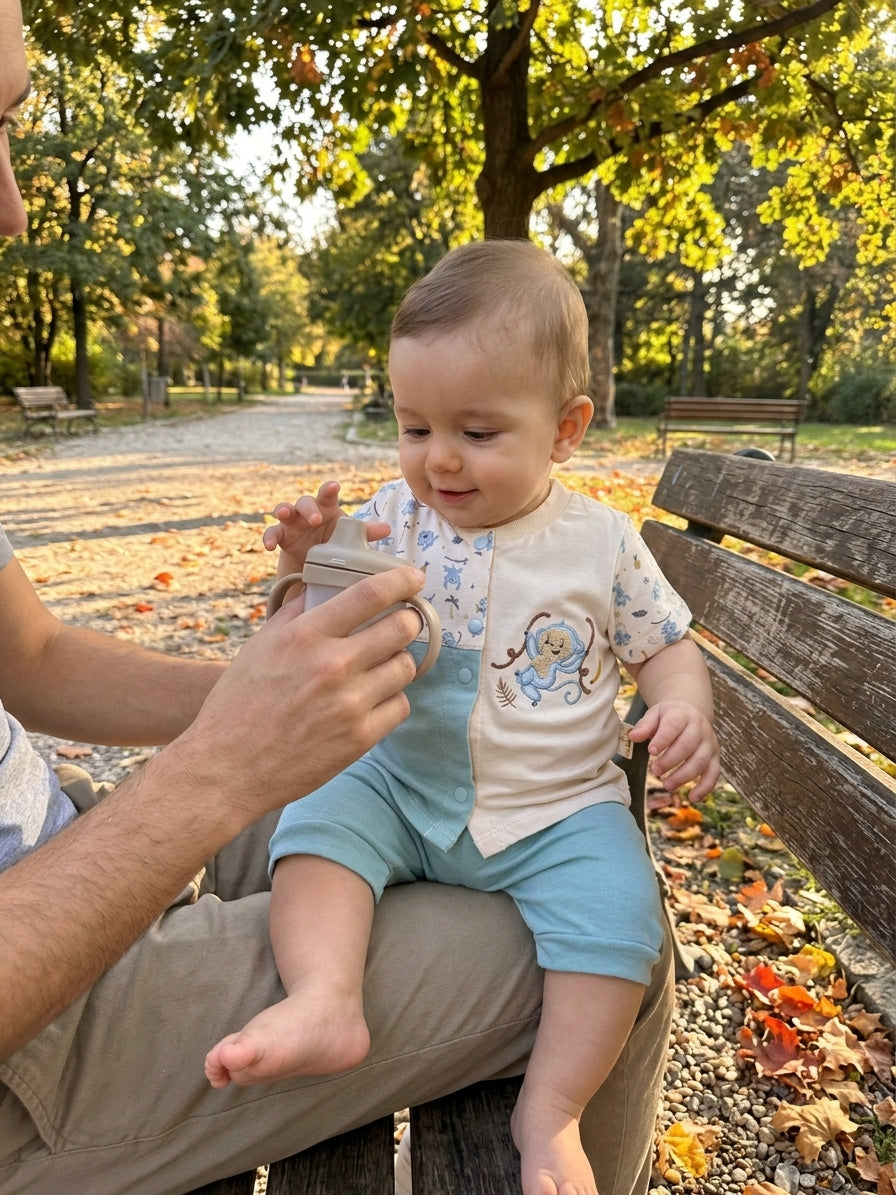 Set bebe băieți tricou cu maimuță și pantaloni scurți Bleu 9-12 Luni [ps:df59f71d-57c8-439f-9de7-e44b595bf898]