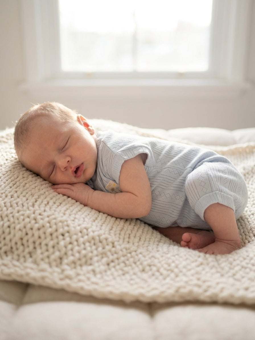 Salopetă tricot perforat Mammy & Daddy bebeluși 3-6 Luni [ps:9fe9e8e5-285f-40e4-9586-52ec81493e94]
