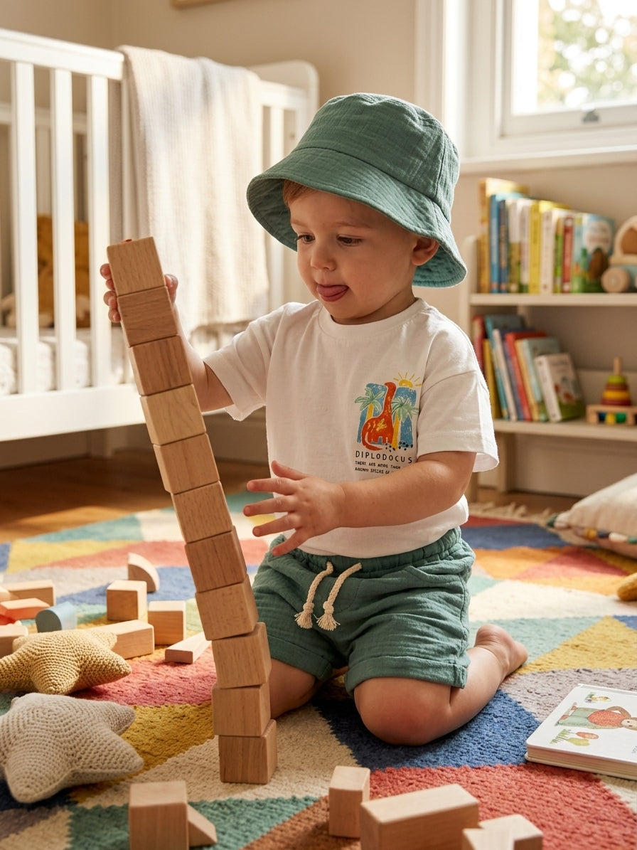 Set vară băieți Trolly Kids: tricou dinozaur, pantaloni si palarie 3 ANI [ps:d0fe7639-c018-4502-a58d-328e382c4dd6]