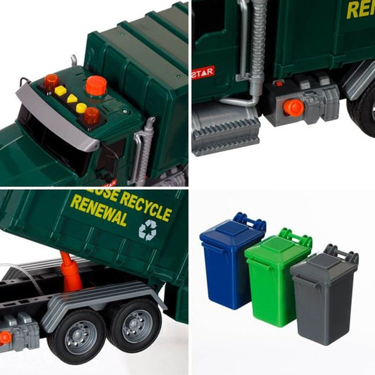 Camion Gunoier Jumbo Verde cu 3 Pubele, Lumină și Sunet - Default Title (3) [ps:154858e8-6aab-4e97-af27-3f236e7a83ff]