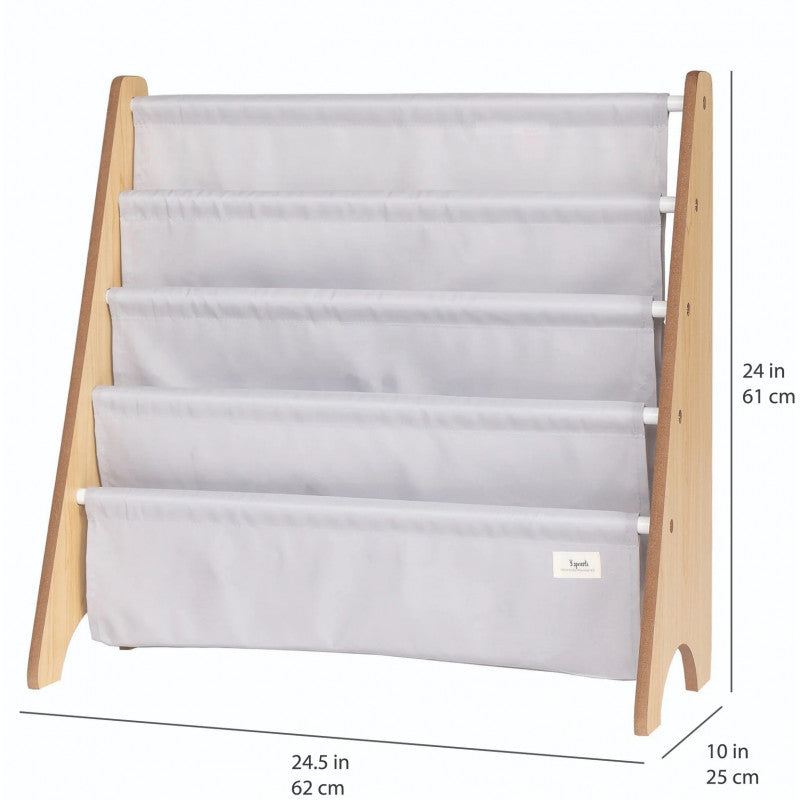 Raft organizator de carti pentru copii, material reciclat Gri, 3 Sprouts [ps:cfc062e0-0b4e-453c-a967-ce78a16777ea]