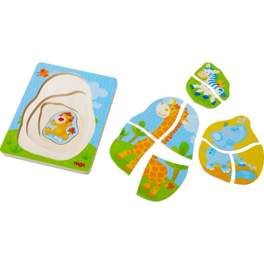 Puzzle din lemn in straturi - Animale salbatice, Haba [ps:51d9d13e-9199-4a1f-85f8-067a0b32a392]