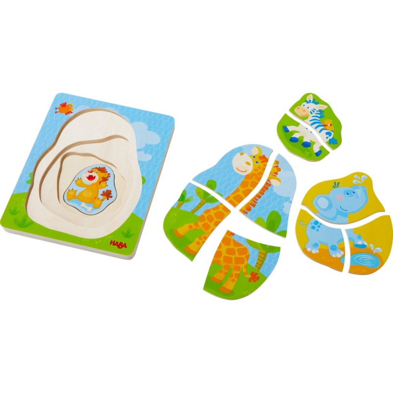 Puzzle din lemn in straturi - Animale salbatice, Haba [ps:51d9d13e-9199-4a1f-85f8-067a0b32a392]