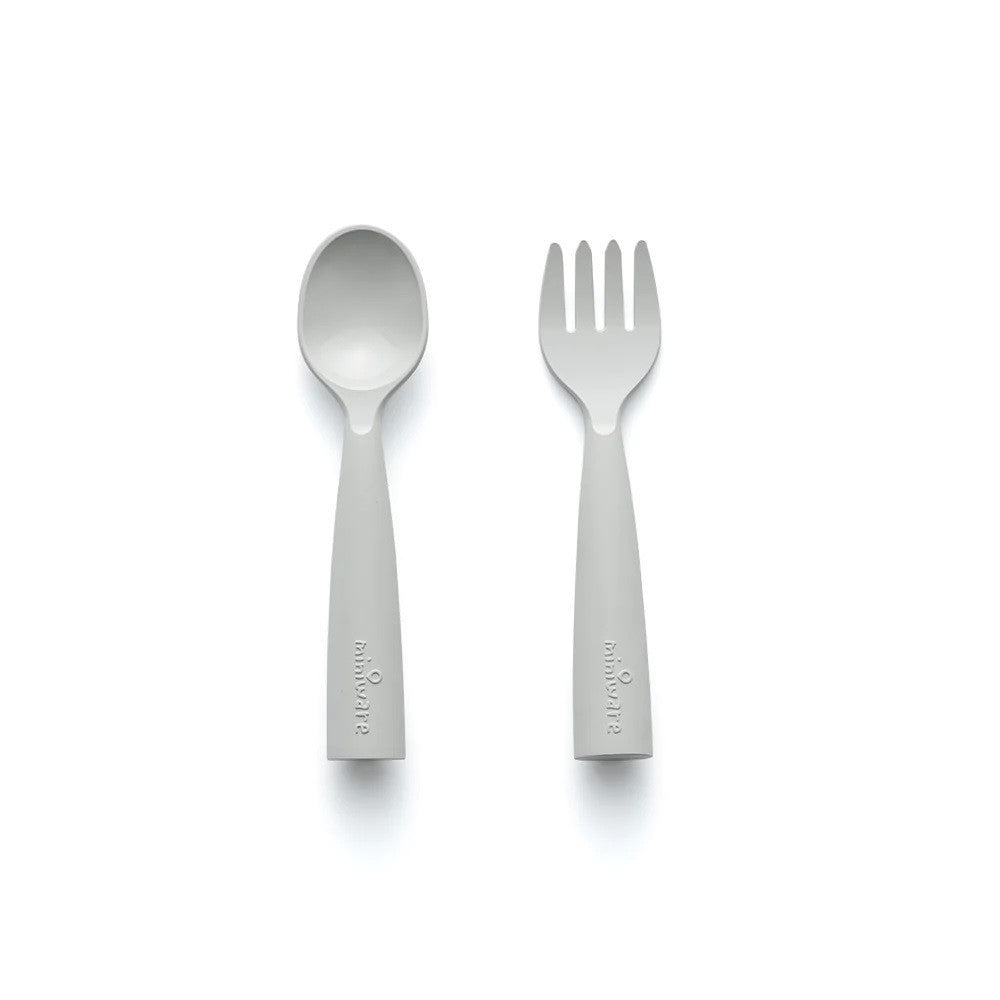 Set de tacamuri bebelusi Miniware My First Cutlery, 100% din materiale naturale biodegradabile, Dove Grey [ps:0250ec3a-fe6f-4906-9801-f367f2493214]