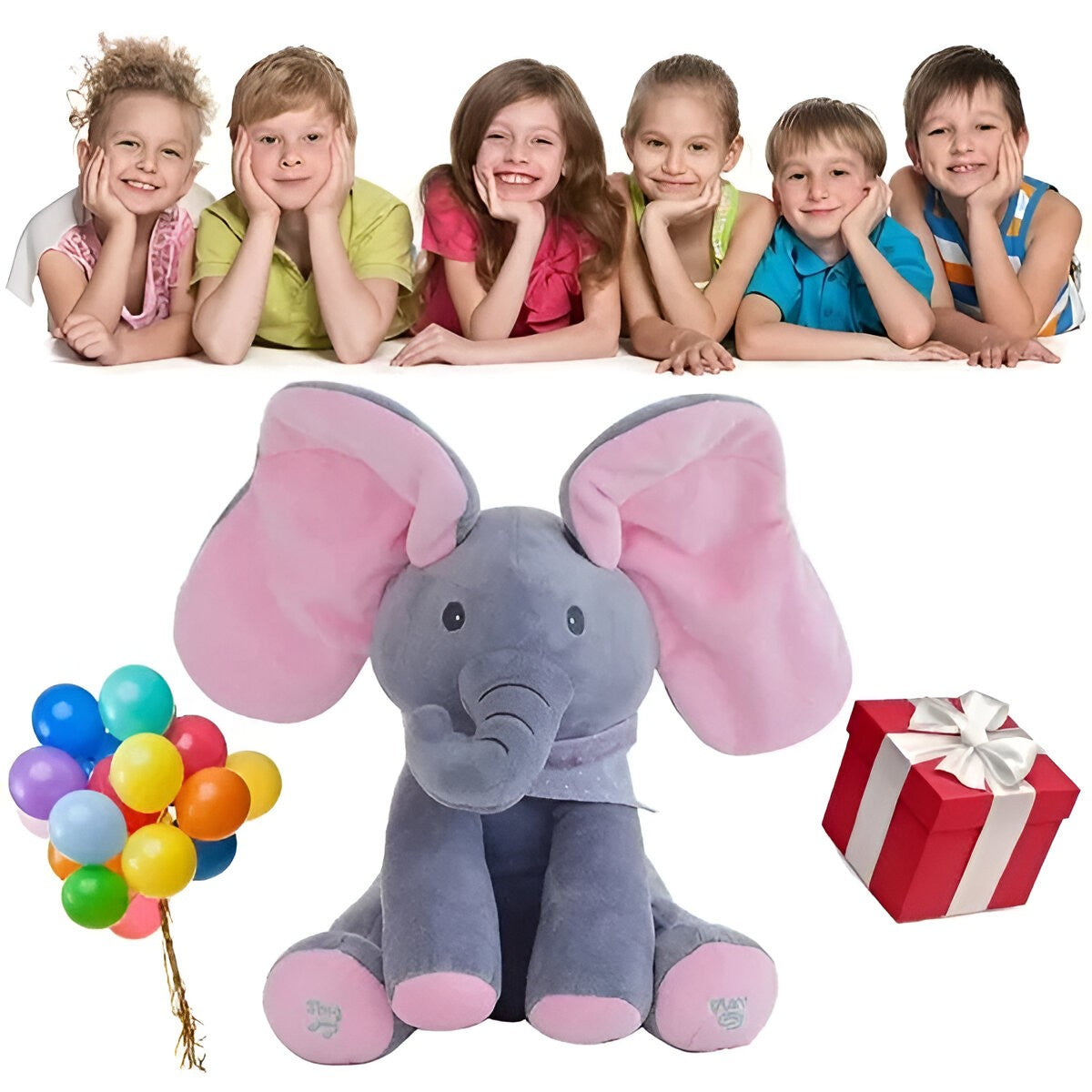 Elefantel Interactiv Flippy Peek-a-boo, Roz-Gri, 30 cm - Default Title (3) [ps:bd99515c-709d-4c93-8ac3-0577635f0e4a]