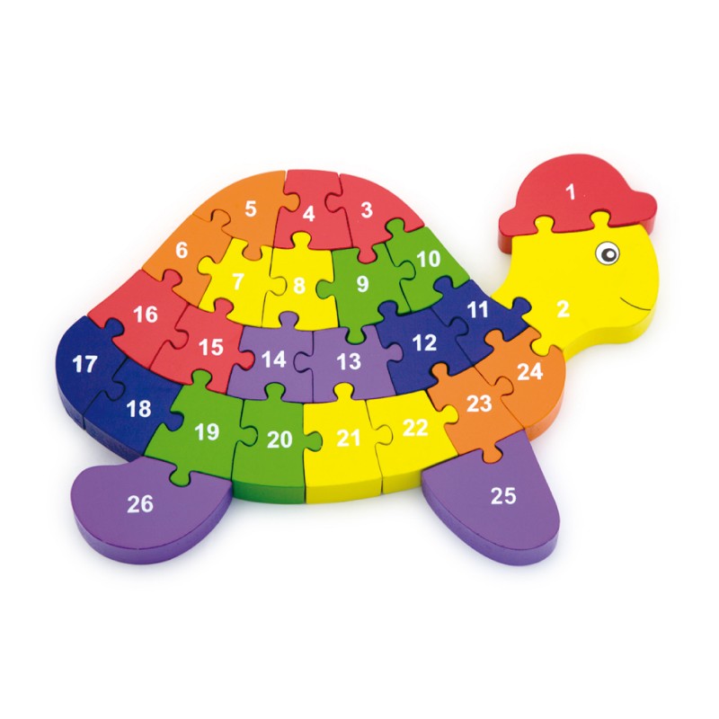 Puzzle din lemn 3D cu litere si cifre - broscuta testoasa [ps:9900289c-e106-4071-b711-2813cc700db3]