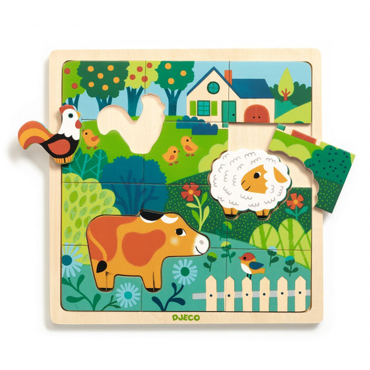 Puzzle din lemn Animale de la ferma, Djeco - Imagine 3 [ps:e1cec4b1-5ce6-4123-9307-5c93463a703f]