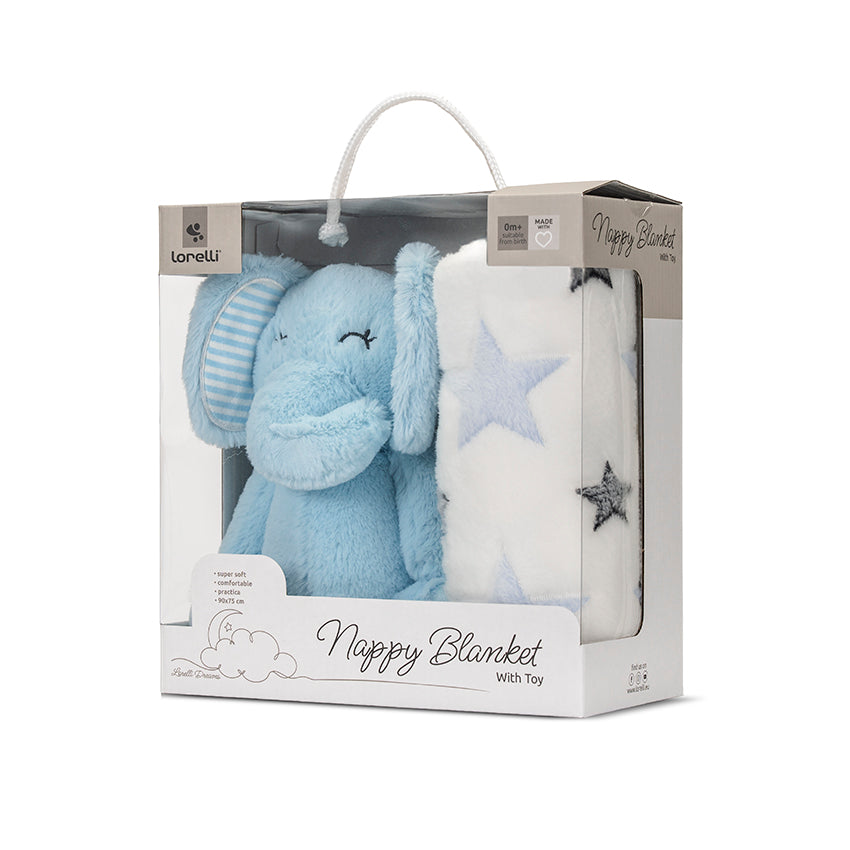 Păturică Moale cu Elefant Lorelli Nappy, Blue, 90x75 cm - Blue (3) [ps:90f1f2ae-5474-4366-8794-85b658faed05]