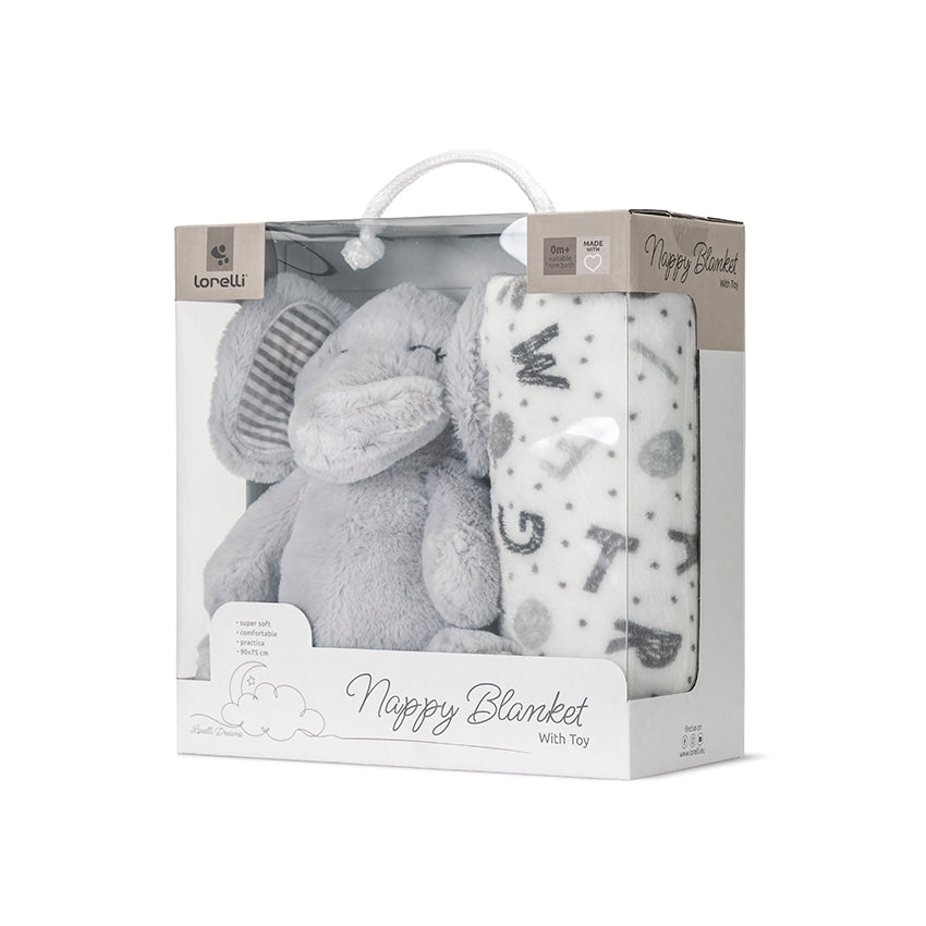 Păturică Moale cu Elefant Lorelli Nappy, Blue, 90x75 cm - Grey (3) [ps:a4dfc4de-fecc-4644-a653-9ef5276eab7b]