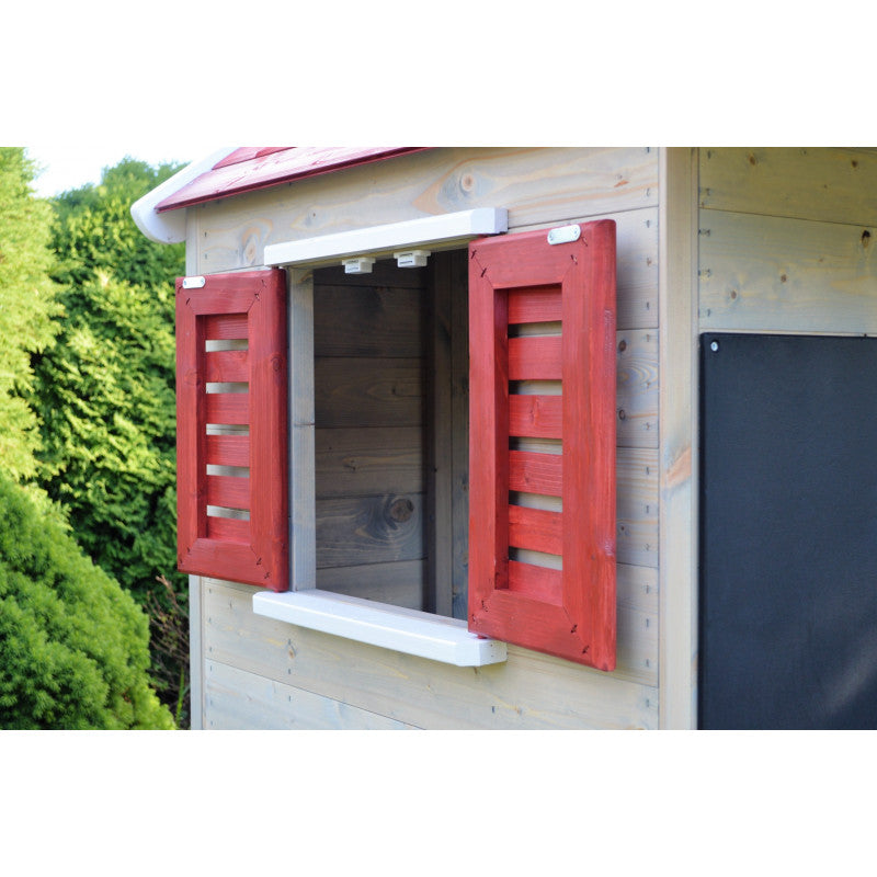 Casuta de gradina Summer Adventure House cu platforma cu loc pentru nisip, tobogan si leagan dublu (M29R), Wendi Toys [ps:f18aa0af-01df-452a-8909-a7338894287f]