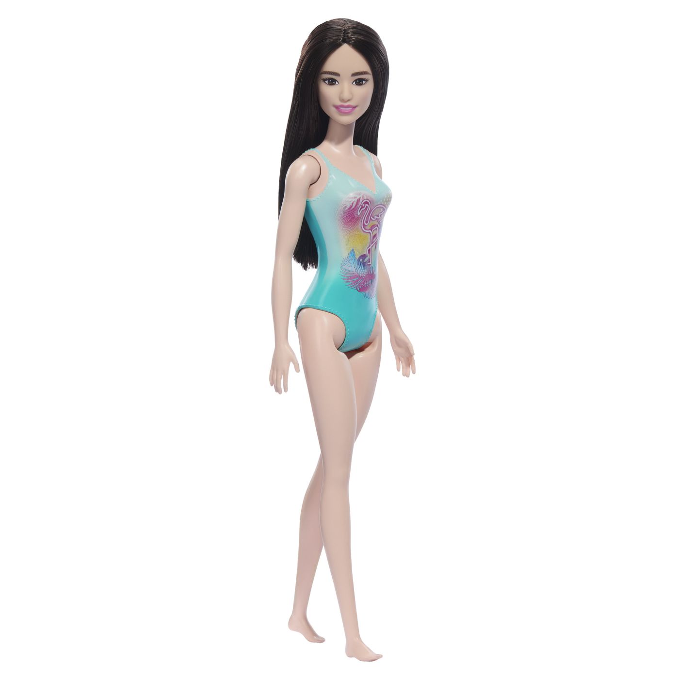 PAPUSA BARBIE BRUNETA CU COSTUM DE BAIE ALBASTRU Mattel - Imagine 3