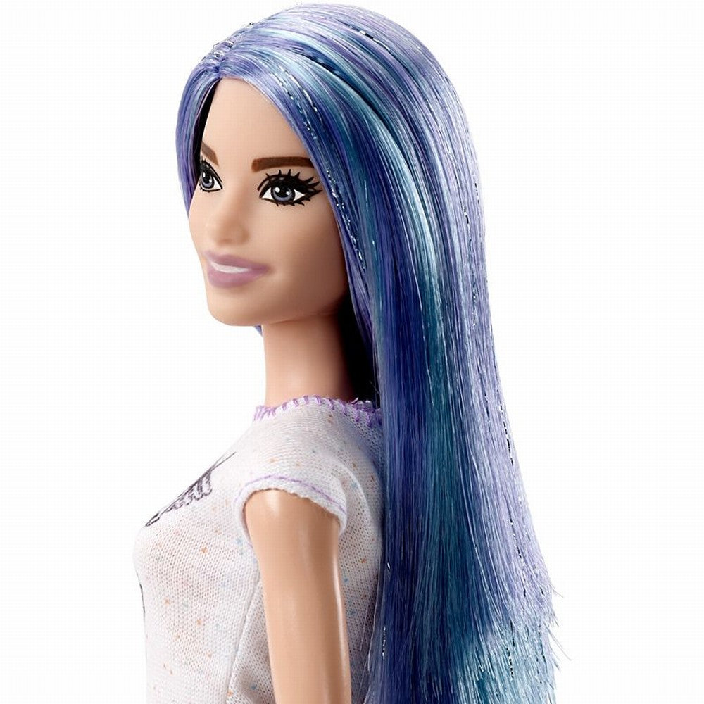 PAPUSA BARBIE FASHIONISTA CU PAR STRALUCITOR MOV [ps:5c218a50-6643-46e5-9682-35964cbf16b2]