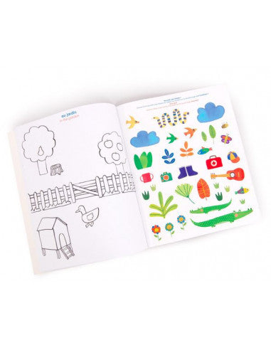 Carte de desen cu abtibilduri Engleza-Franceza, Moulin Roty - Imagine 3