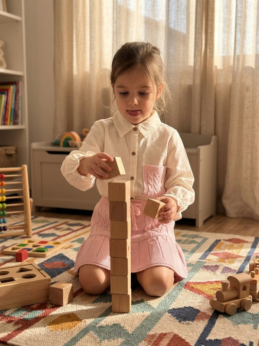 Set cămașă cu buzunar tricot și fustiță roz prăfuit - 2 ANI (3) [ps:ceb6881d-e624-419e-99e5-e9e3965db7ba]