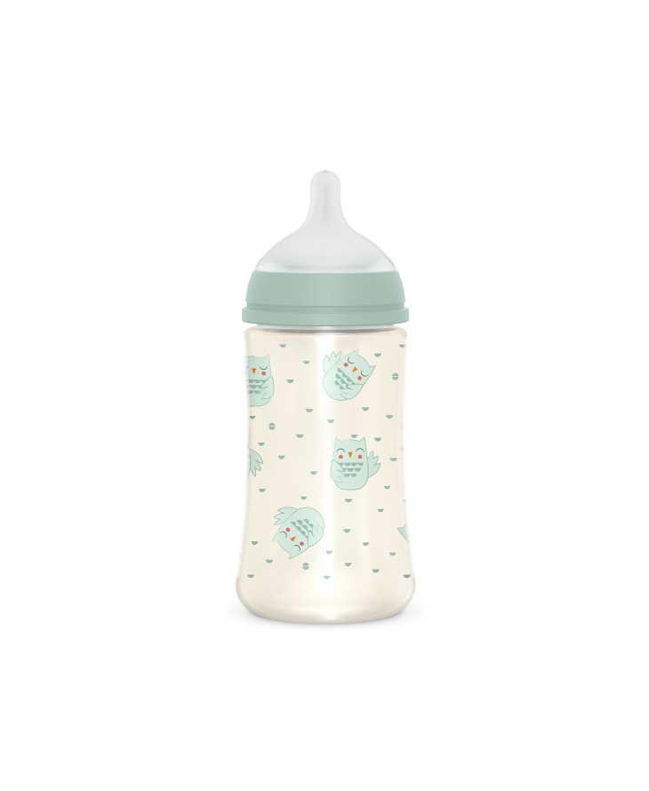 Biberon 270 ml Tetină fiziologică SX Pro cu debit mediu Bufniță mentă Bonhomia [ps:f76c7d5c-23bb-4991-a57f-dcff0f3132c0]