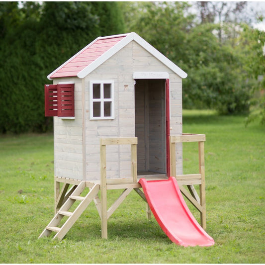 Casuta de gradina My Red Cottage House cu platforma si tobogan (M26R), Wendi Toys [ps:d7b4d4b3-dbb8-4bca-a665-9789d5e2880b]