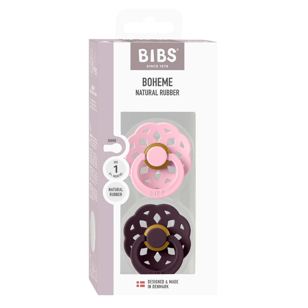 Set 2 Suzete BIBS Boheme Latex, Tetină Rotundă, 0 luni - Baby Pink/Plum (3) [ps:83d6f169-7677-441f-be61-4417792e8850]