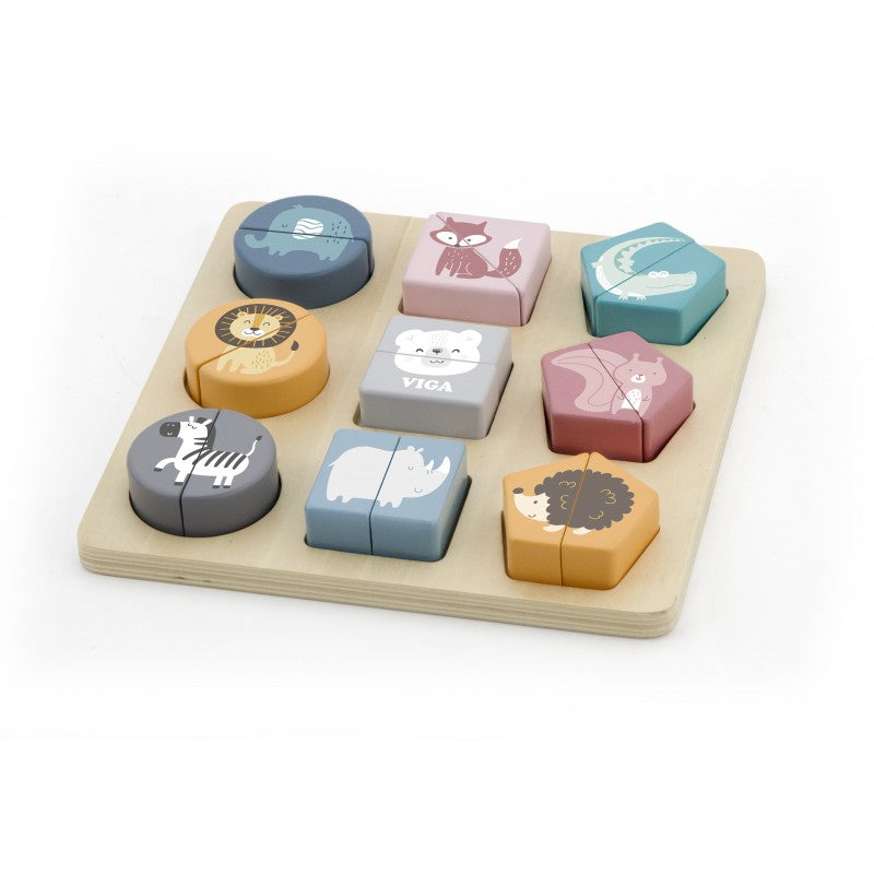 Puzzle din cuburi din lemn cu animale salbatice, PolarB Viga [ps:5c5d2991-d5fc-43fb-bed5-ad1884901878]