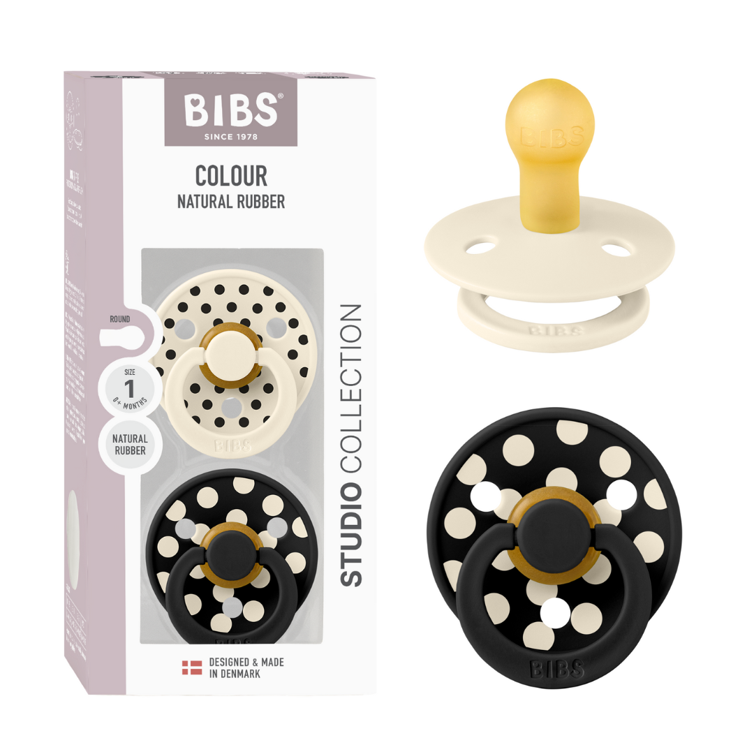 Set 2 Suzete BIBS Colour Studio Polka Dots, 0 luni+ | - Ivory/Black (3) [ps:bfa5019e-f6e2-4086-9d5c-a6edd2ab2d75]