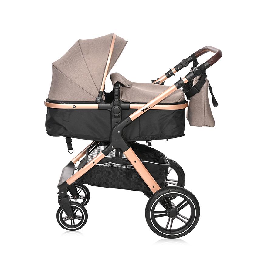 Cărucioar cu Landou Transformabil Lorelli Viola, Tropical - Pearl Beige A (3) [ps:a25230f4-3359-4a75-b79b-5dc28dffb01d]