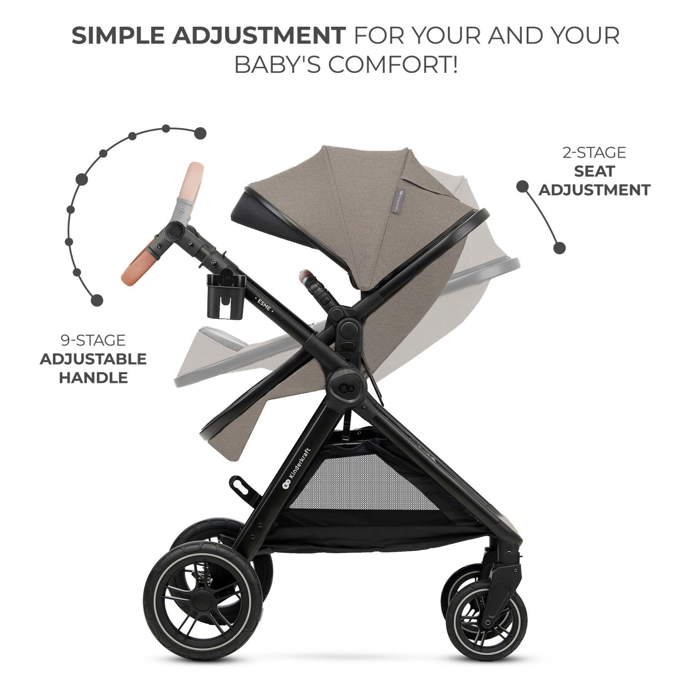 CARUCIOR KINDERKRAFT ESME, 3 IN 1, SAND BEIGE [ps:6d2197f6-88ae-4d00-96c9-e6ab1a26581e]