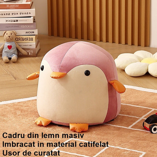 Taburet Copii Flippy Pinguin, Lemn Masiv, Negru - Roz (3) [ps:bf0224b1-1679-48fa-a0e3-69b4d130aab1]