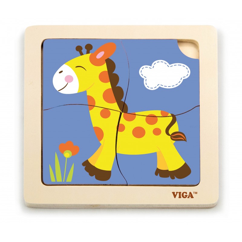 Puzzle din lemn din 4 piese mari - girafa [ps:2a89dbe0-808c-449a-8aad-57022b9f5bf4]