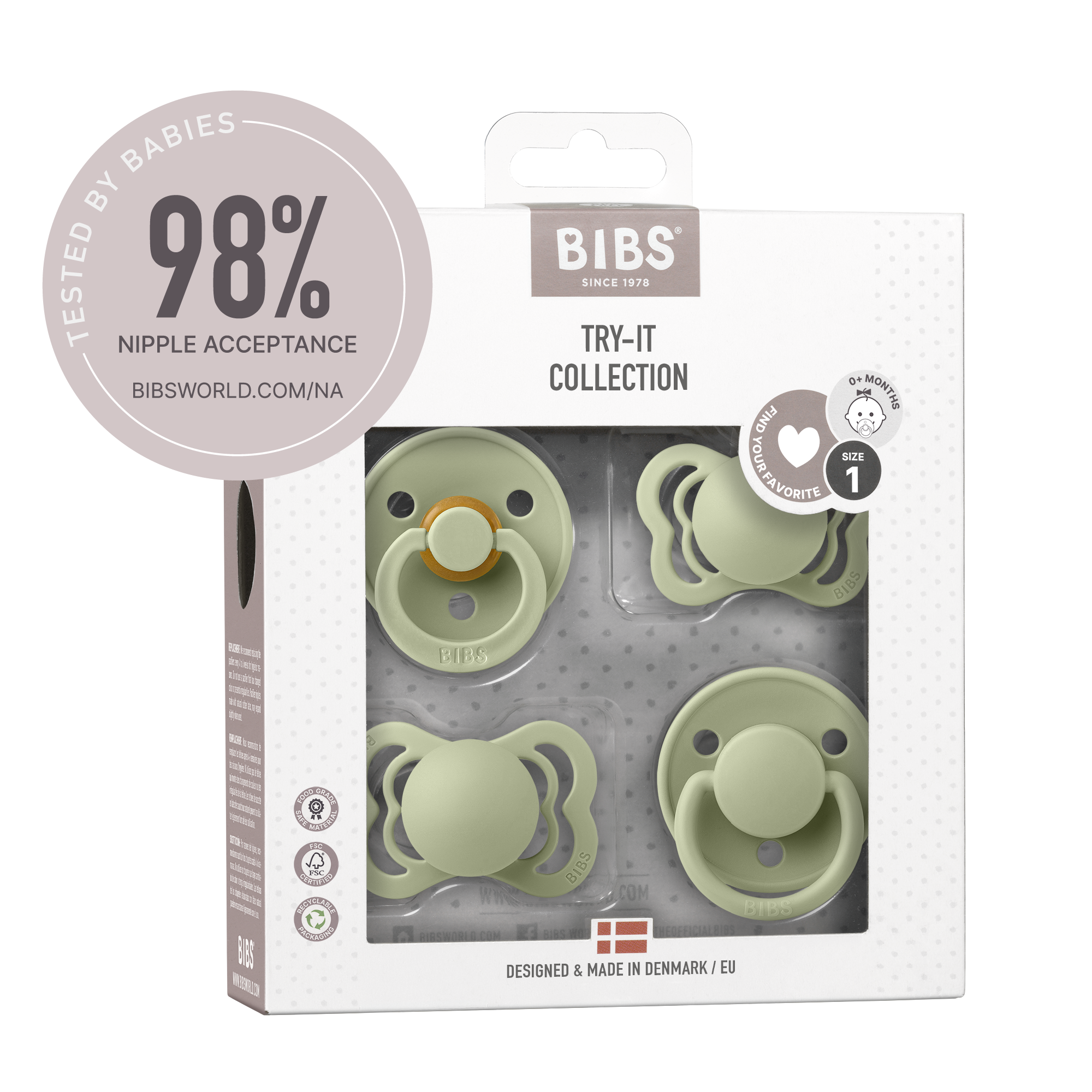 Set 4 Suzete BIBS Try-it Collection 0 luni - Blush - Sage (3) [ps:c547cc5e-aeb0-4b5f-a281-2a70a6b779b1]