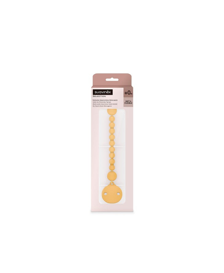 SUAVINEX COLOUR ESSENCE LĂNȚIȘOR CLIP PENTRU SUZETĂ DIN SILICON GALBEN MUSTAR [ps:6ddf5e07-46d3-4ceb-aef2-081cbdba4457]