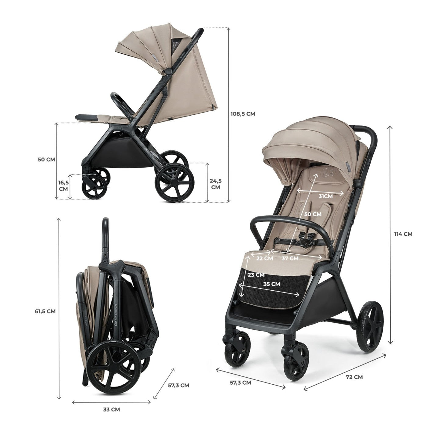 CARUCIOR SPORT KINDERKRAFT LOOM, 0-22 KG, LINEN BEIGE - Bej