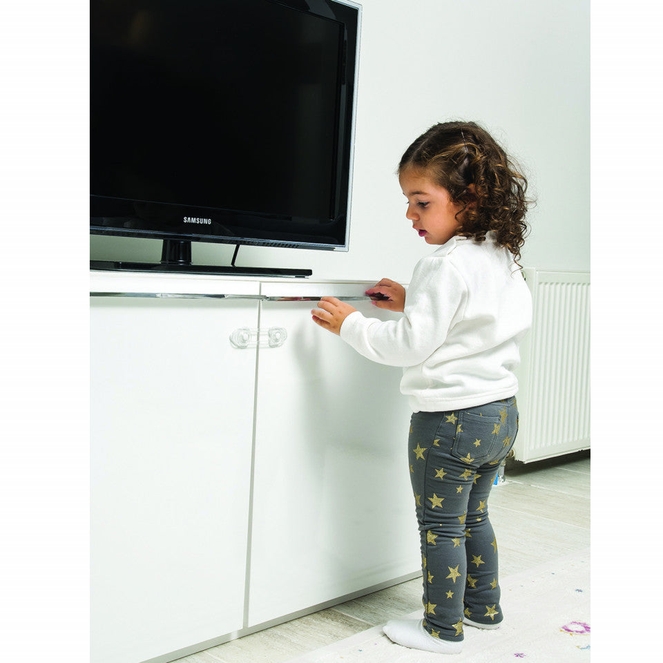 Set 2 mini sigurante universale pentru usi si dulapuri - Alb